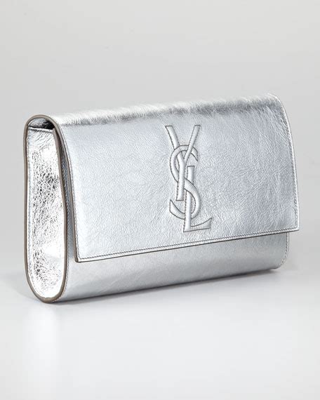 ysl belle du jour clutch small|Yves Saint Laurent Silver Leather Belle De Jour Clutch...